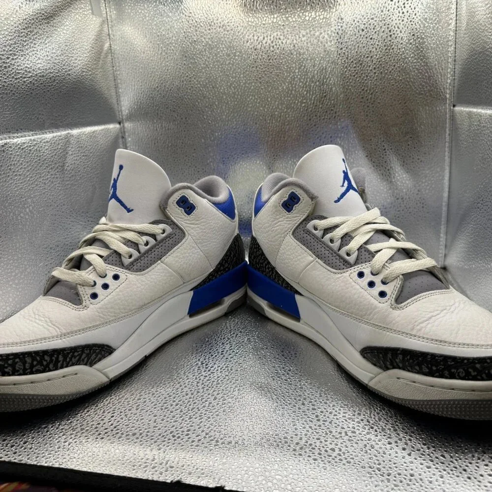 Size 10 Nike Air‎ Jordan 3 Retro White Racer Blue Black Mens Sneaker CT8532-145
